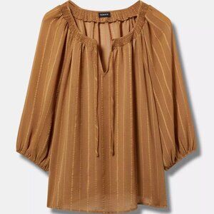 Torrid Chiffon Peasant 3/4 Raglan Blouse
